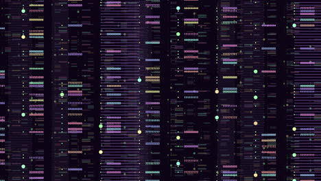 digital binary code with random neon led numbers on computer screen