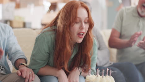 birthday cake, family and woman with senior