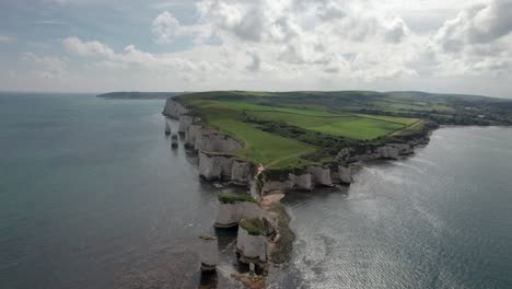 the drone aerial footage of old harry rocks.