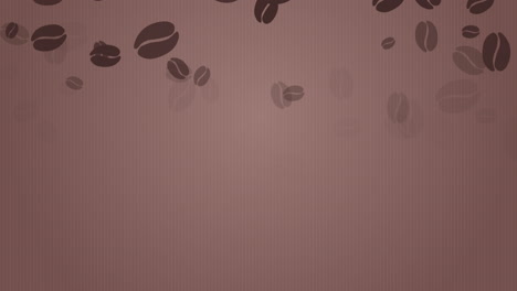 frame of animated falling drawn sketches of coffee beans on soft brown background with empty space for text. looped motion graphics.