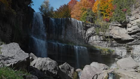 autumn waterfall in colorful forest