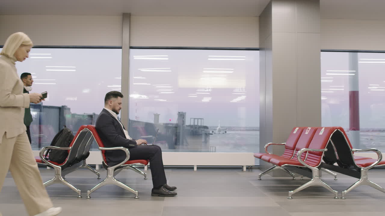 Timelapse Of People In Departure Lounge