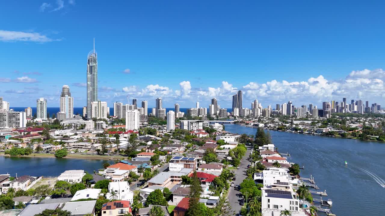 골드 코스트 의 멋진 스카이 라인 을 공중 에서 볼 수 있다