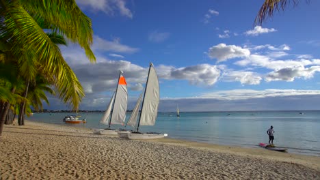 sailboats on beach in mauritius