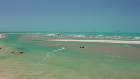 kitesurfing in the lagoon of tatajuba in the north of brazil