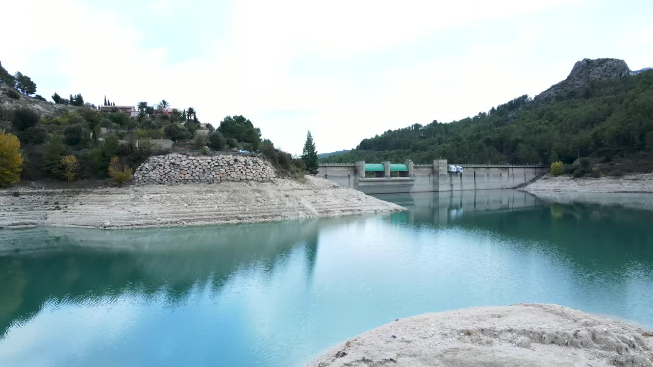 Mountain Lake Reservoir with Dam