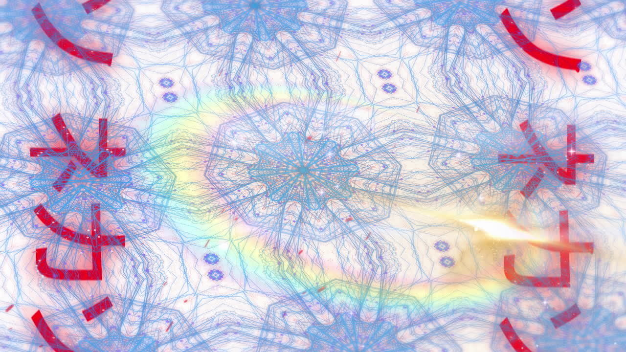 animación de formas y rastros de luz sobre fondo blanco.