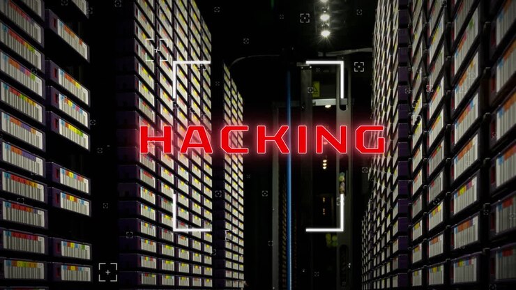 Cyberbeveiliging gegevensverwerking in een serverruimte.
