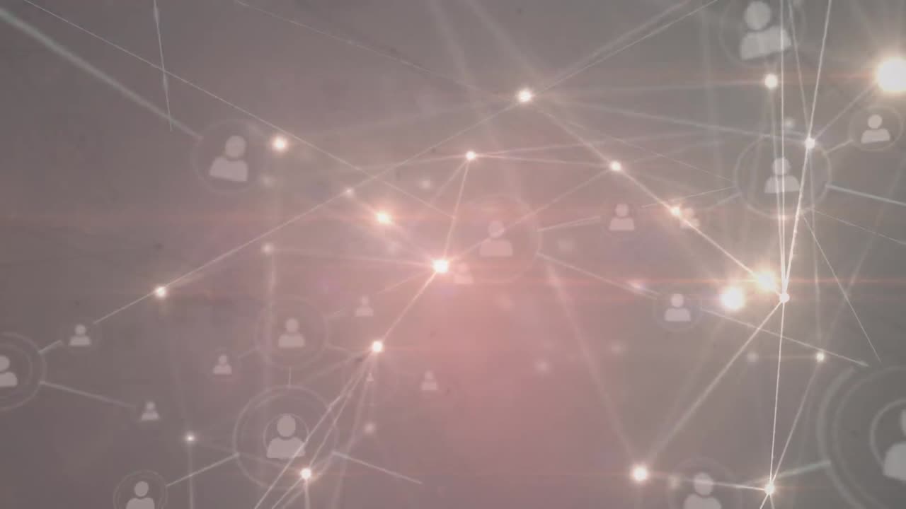 파란색 배경에 아이콘으로 연결 네트워크의 애니메이션