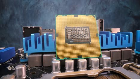 primer plano del procesador central del chip de cpu de la computadora. concepto de tecnología informática moderna.