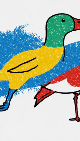colorful stylized ducks illustration with textured colors