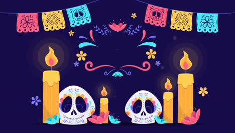 Una-Animación-De-Fondo-Plano-De-Celebración-Del-Día-De-Muertos.