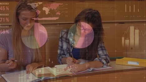 animación de las estadísticas y el procesamiento de datos sobre las alumnas que estudian