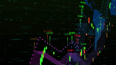 Animation-of-financial-data-processing-over-world-map