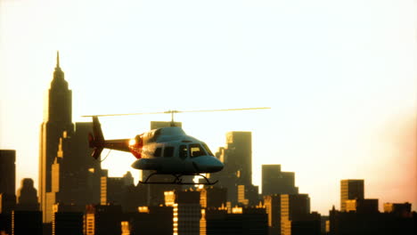 silhouette helicopter at city scape background