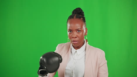 Business,-boxing-and-punch-of-a-black-woman-face