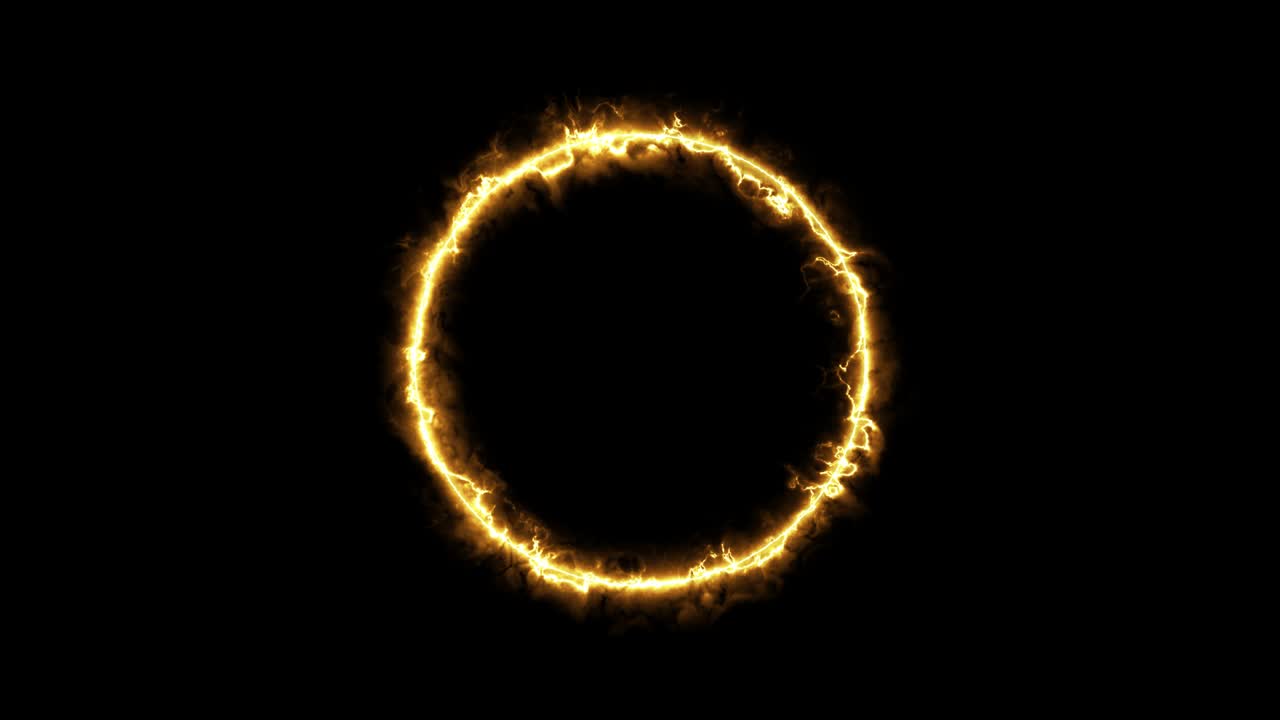 Beautiful ring of fire on black background. Abstract solar fire circle ...