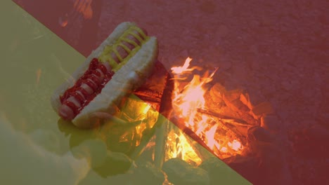 Animation-Einer-Flamme-über-Einem-Hot-Dog