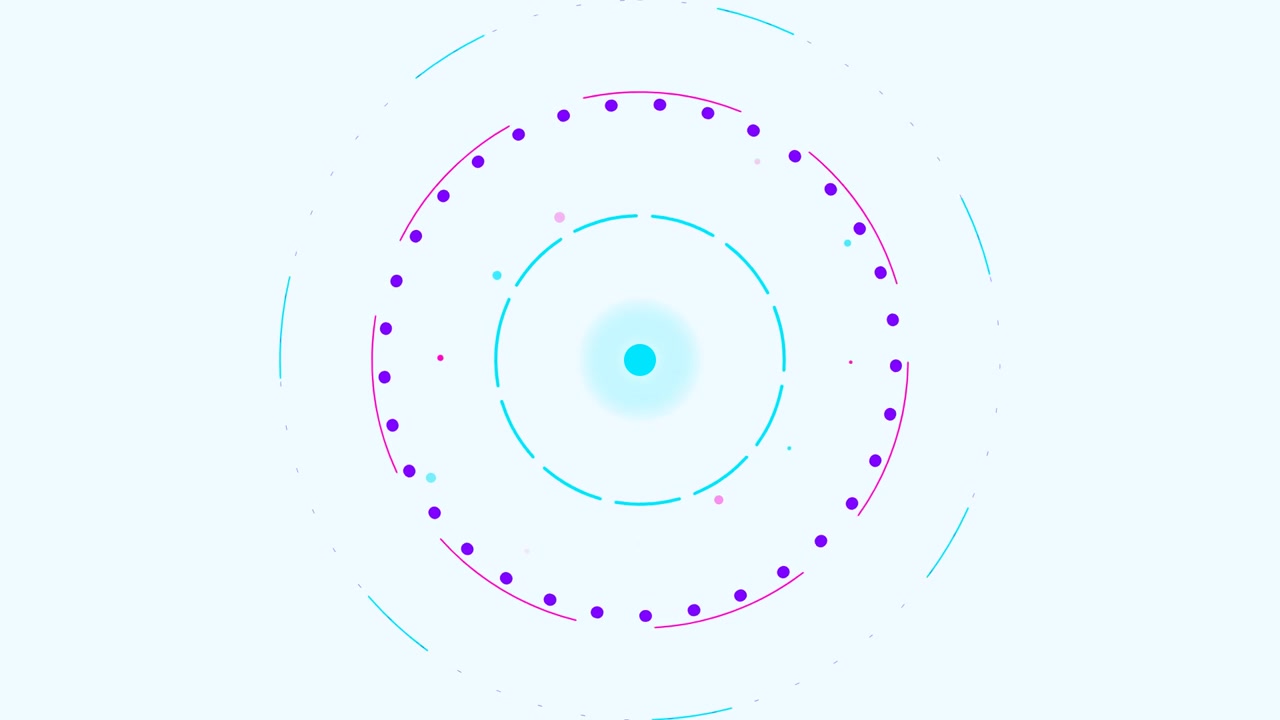 Abstract Circular Motion Graphic with Pulsing Dots and Rings