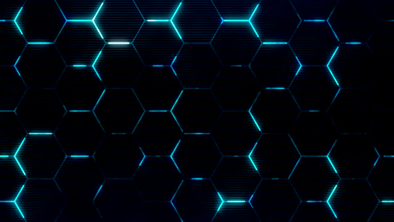 cuadrícula de ciencia ficción con hexágonos. fondo de tecnología abstracta para el concepto futurista. bucle sin costuras.