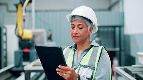 ingeniera que trabaja con tabletas en una instalación de fabricación