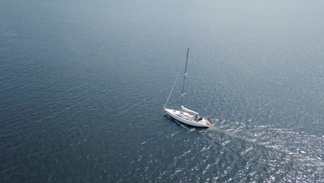 aerial view of yacht sailing in sea