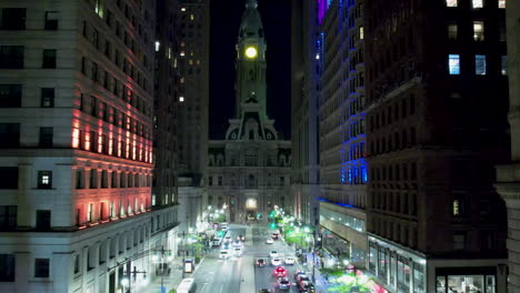 city hall - philadelphia drone shot - lowering slowly