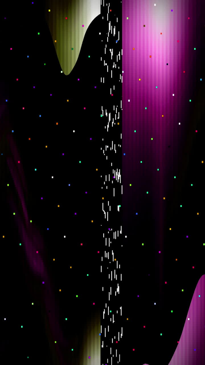 Effetto Glitch Digitale Astratto con Pixel Colorati e Linee Verticali