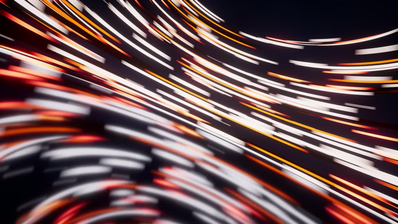 Glowing round illuminated lines with motion blur, 3d rendering.