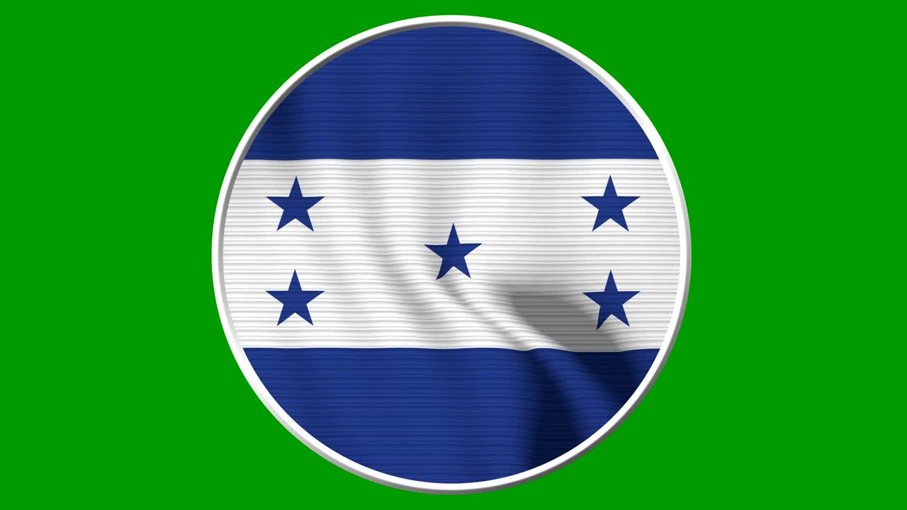 Loop de Bandeira Circular de Honduras - Bandeira 4K realista tremulando ao vento