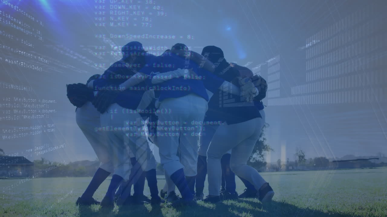 다양한 여성 야구 선수들에 대한 데이터 처리 애니메이션