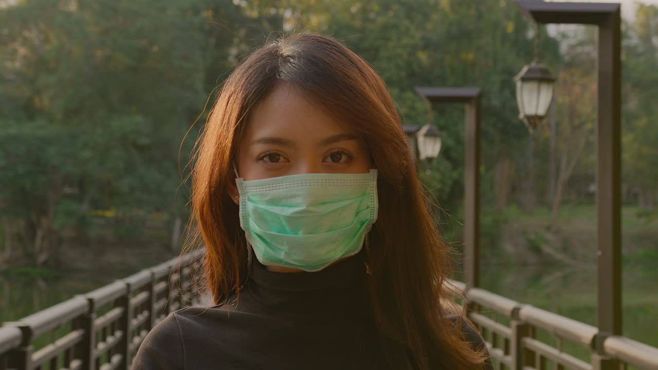 Woman Wearing Mask in Park