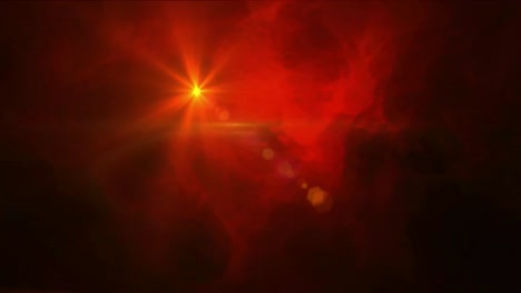 animation of glowing red wandering star moving with red cloud on black background