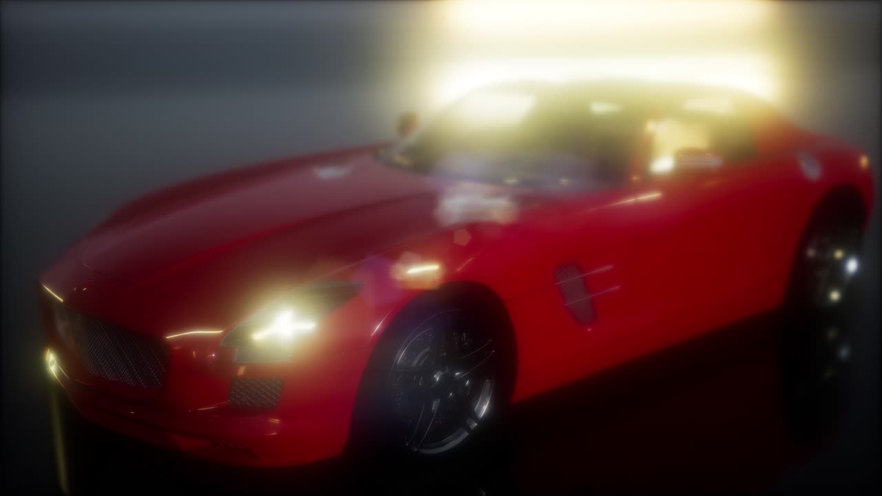 coche deportivo de lujo en un estudio oscuro con luces brillantes