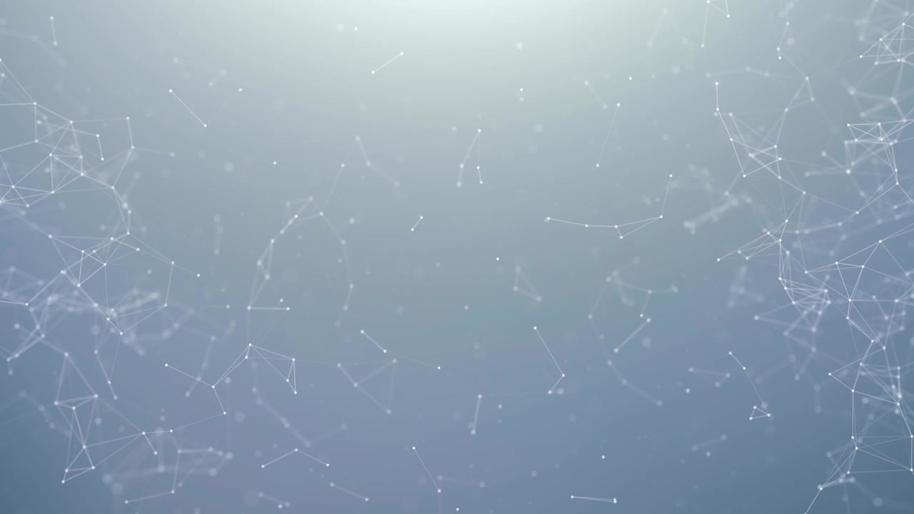 Abstract Digital Concept of Geometrical Figures: Polygon Plexus Fractals Moving, Connecting Between and with Particles. Triangular Technological Concept Seamless Loop Background Animation