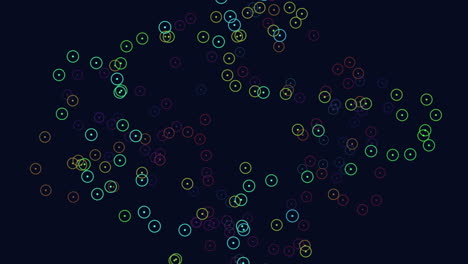 interconnected circles in colorful arrangement on black background