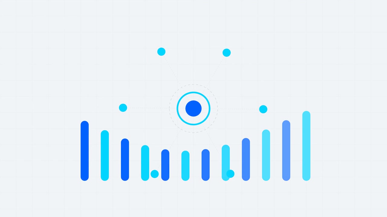 Animated Blue Bar Graph Showing Data Growth and Fluctuation