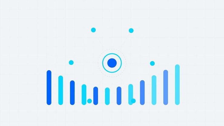Animated Blue Bar Graph Showing Data Growth and Fluctuation