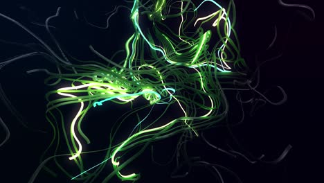luces de neón multicolores como guirnaldas o relámpagos. concepto de red neural de computación, inteligencia artificial, ai. 4k abstracto en bucle bg. luma mate como alfa. flash multicolor de líneas curvas.