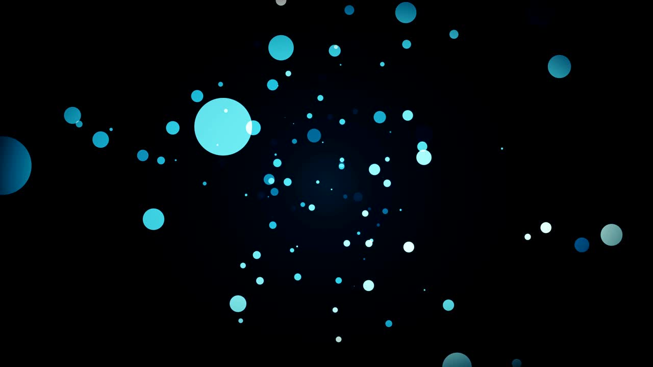 천천히 움직이는 파란색과 색 입자를 가진 추상적인 무결한 배경