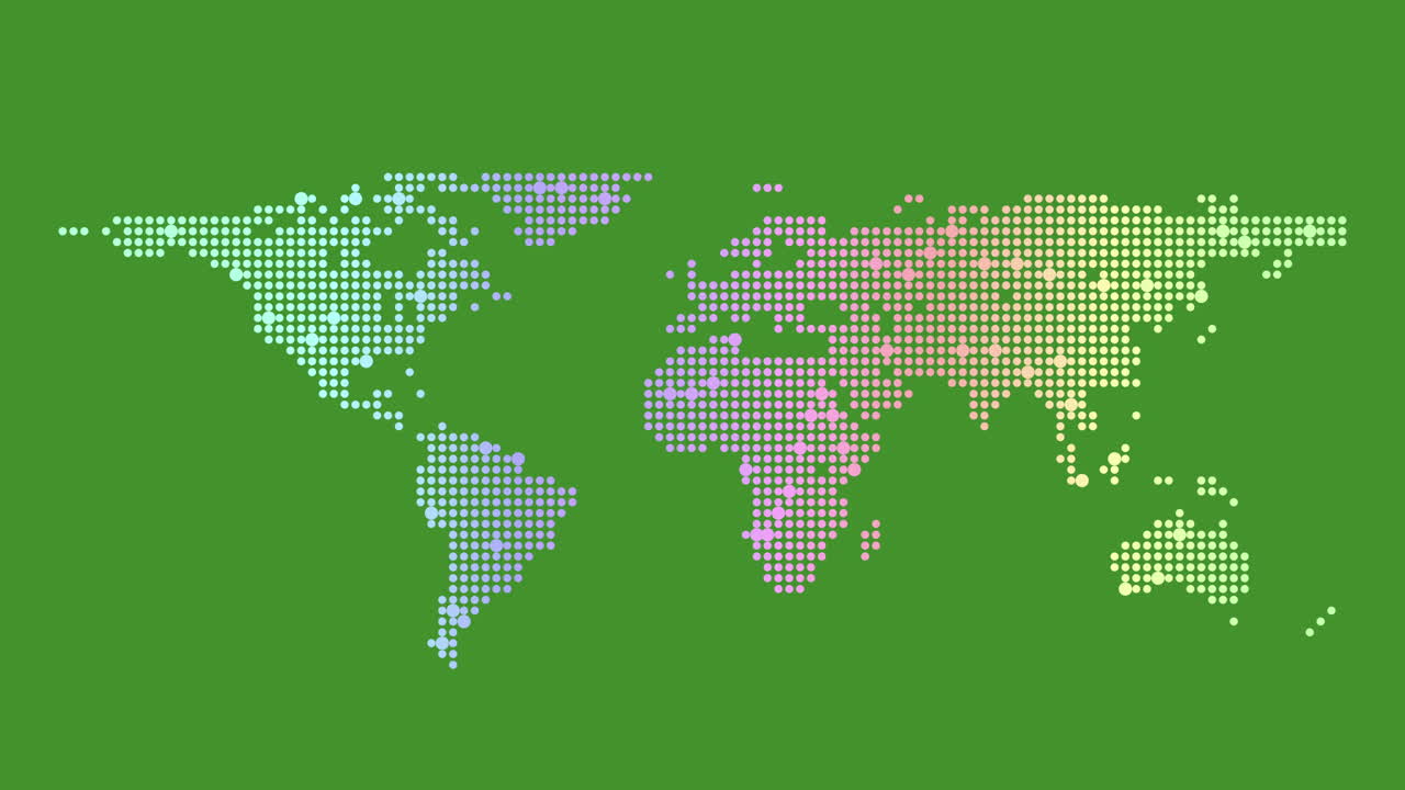 mapa del mundo colorido cuadrícula abstracta de puntos que representan ubicaciones