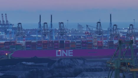 Slow-panning-footage-of-coal-stored-at-EMO-Dry-Bulk-terminal,-Rotterdam