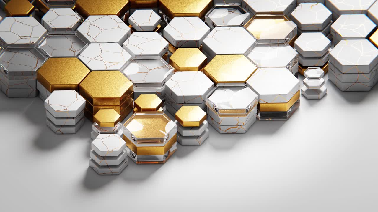 Abstract Gold and White Hexagon Pattern Animation