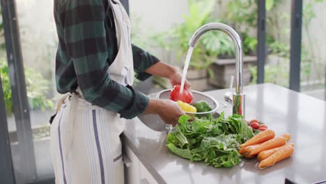 video de las manos de una mujer asiática lavando verduras