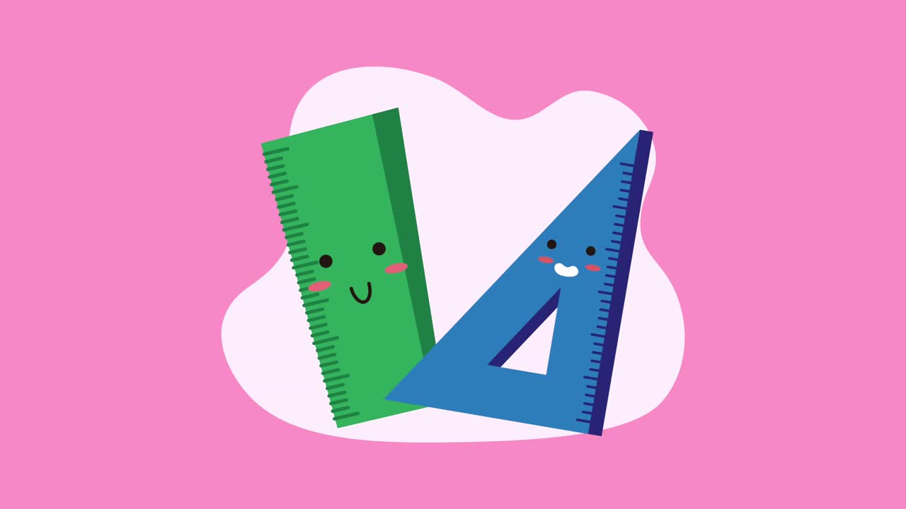 Cute Cartoon Ruler and Triangle