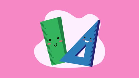 cute cartoon ruler and triangle