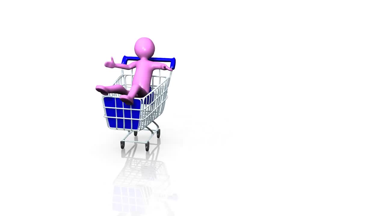 hombre en un carrito de compras