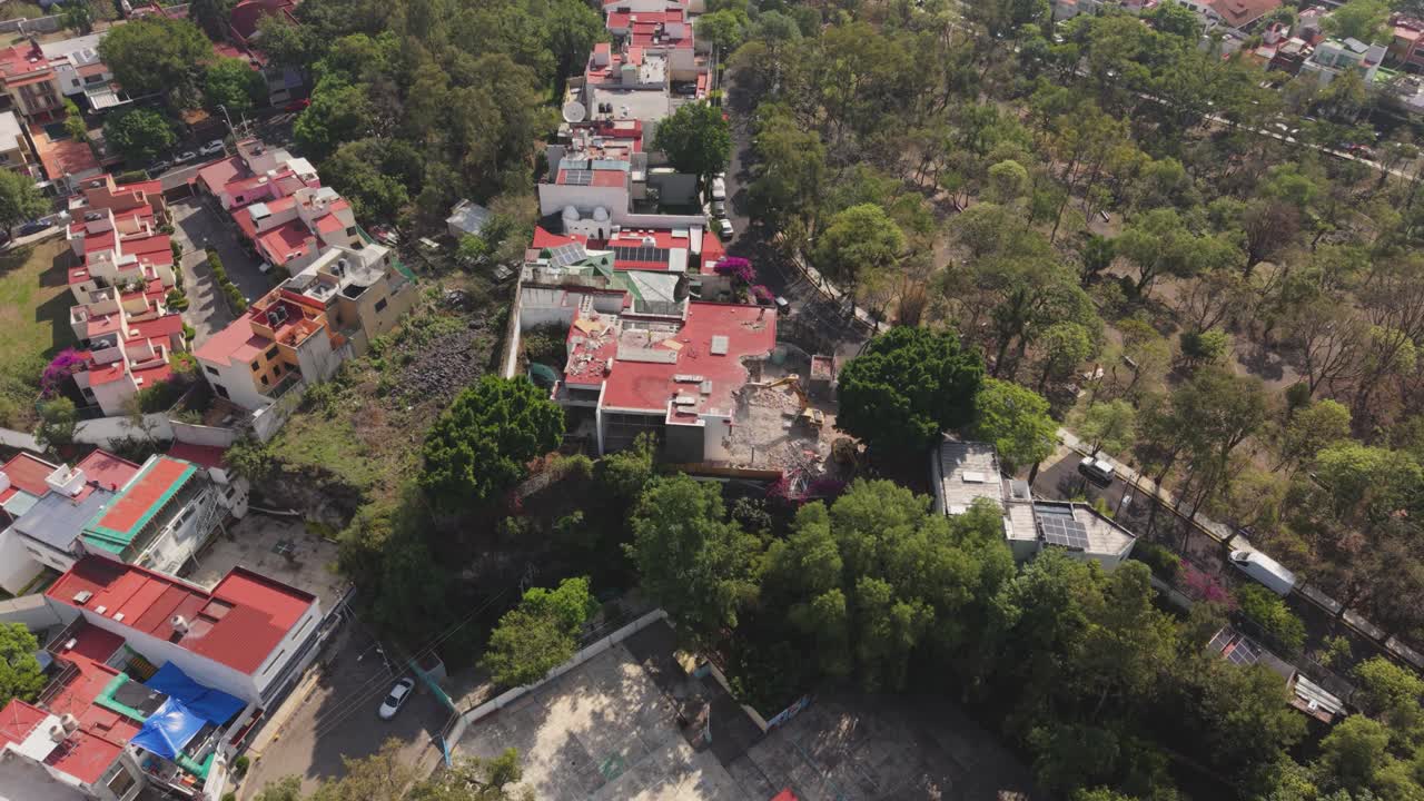 rone shot of a house demolition process in Mexico City