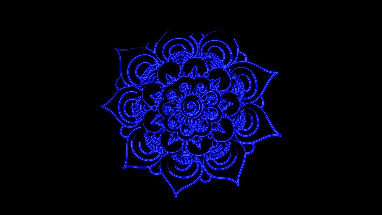 mandala abstract ornamento multicolor de neón línea de movimiento. 4k patrón de video mandala de la india.