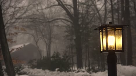 lightpost in the foggy winter morning time